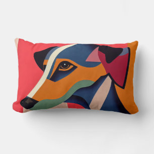 Helle Art Deco Windhund Gesicht Lendenkissen