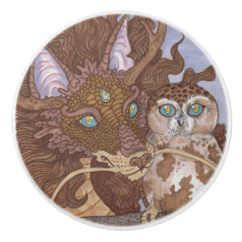 Helle Augen Owl und Dragon Keramikknauf