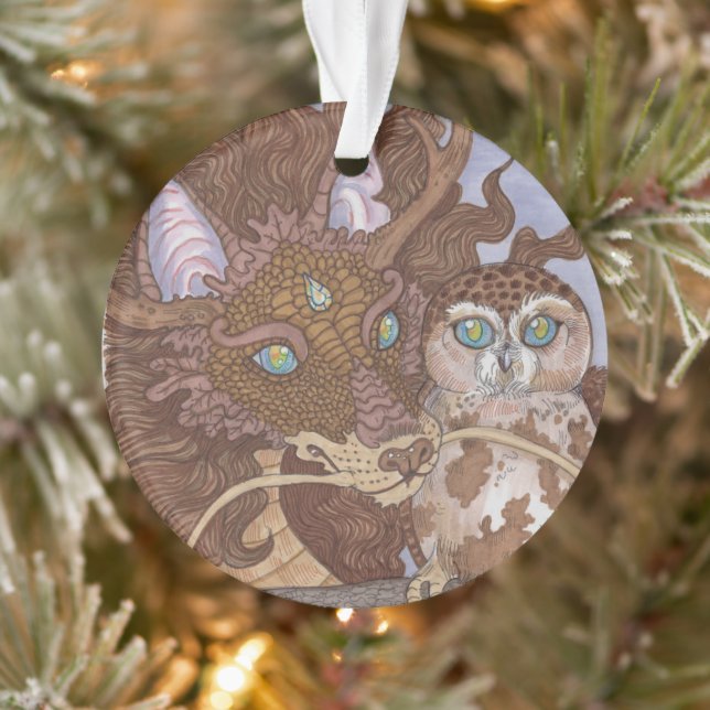 Helle Augen Owl und Dragon Ornament (Baum)