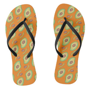 Helle Avocado und Pit Orange Green Pattern Flip Flops