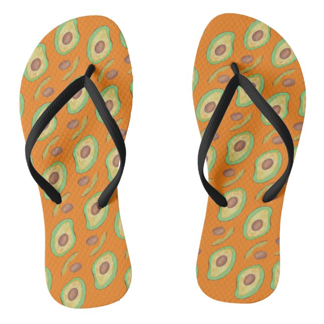 Helle Avocado und Pit Orange Green Pattern Flip Flops (Fußbett)