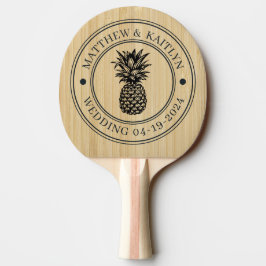 Helle Bambus-Ananas-Hochzeits-Krone & Namen Tischtennis Schläger