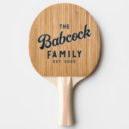 Helle Bambusmatte Retro Familienname & Jahr Tischtennis Schläger