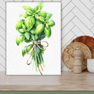 Helle Basil Watercolor Frische Pasta machen Leinwanddruck