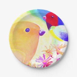 Helle Batik Vögel Pappteller