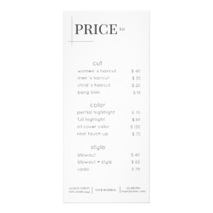 Helle Beauty Salon Preisliste Rack Card Werbekarte