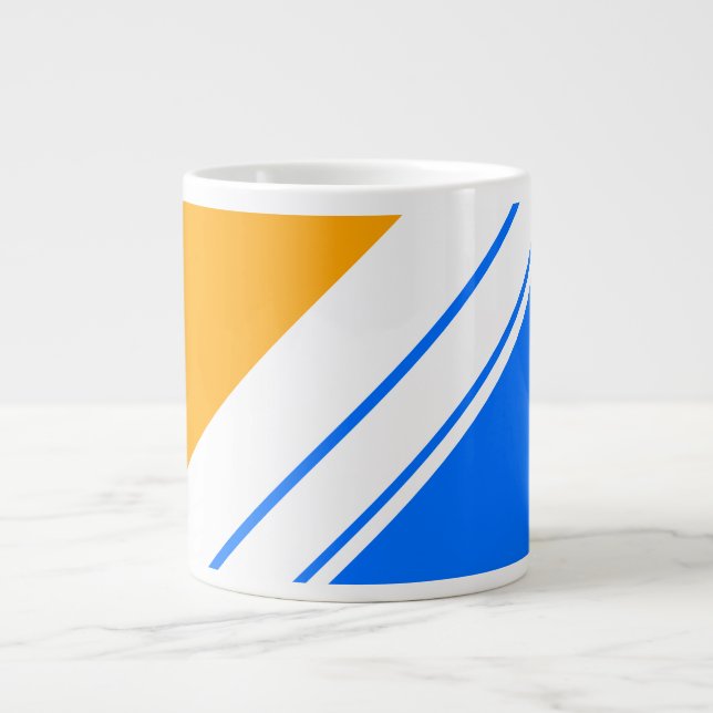 Helle, blaue, gelbe, weiße Streifen Jumbo-Tasse (Vorderseite)