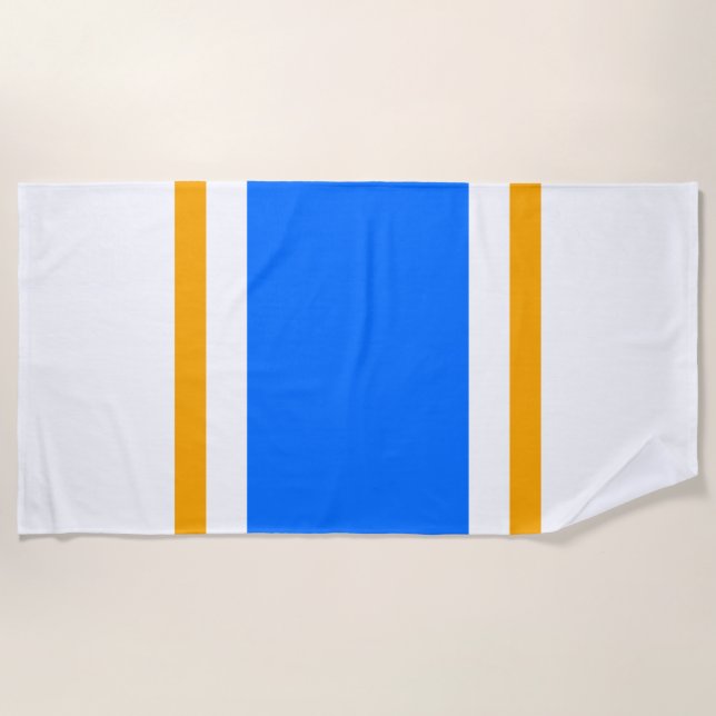 Helle blaue, gelbe, weiße Streifen Strandtuch (Vorderseite)