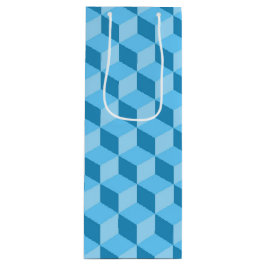 HELLE BLAUE GEOMETRISCHE KUBE-PATTER GESCHENKTÜTE FÜR WEINFLASCHEN