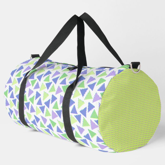 HELLE BLAUE LILA & LIME GRÜNE PATTER DUFFLE BAG (Linke Ecke)