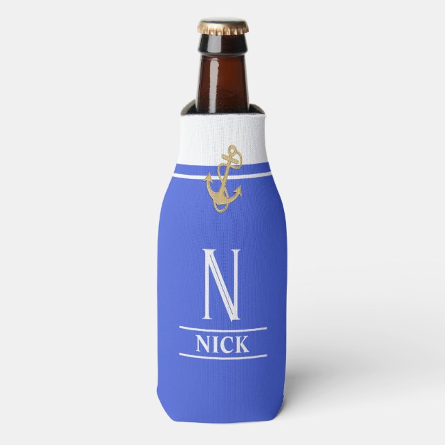 Helle blaue Mit Monogramm Flasche Cooler Flaschenkühler (Flaschenvorderseite)