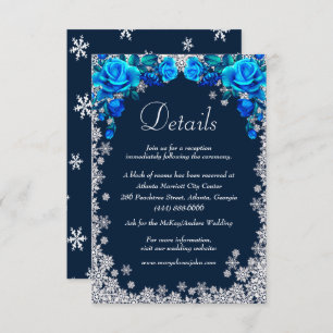 Helle blaue Rose Snowflake Hochzeitdetails Begleitkarte