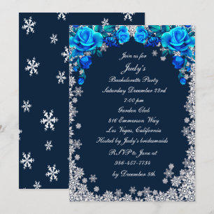 Helle blaue Rose Snowflake Junggeselinnen-Abschied Einladung