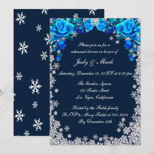 Helle blaue Rose Snowflake Probe Abendessen Einladung