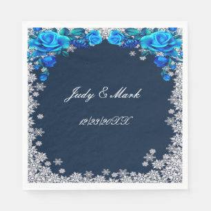 Helle blaue Rose Snowflake Weihnachten Serviette