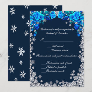 Helle blaue Rose Snowflake Weihnachtskarte Einladung
