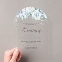 Helle blaue Rosen Acryl-Hochzeitseinladung