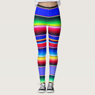 Helle blaue Serape gestreifte Leggings