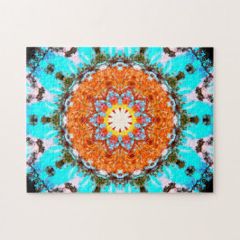 Helle blaue und orange sternförmige Mandala Puzzle
