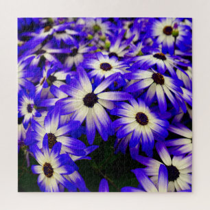 Helle blaue und weiße digitale Blume Puzzle