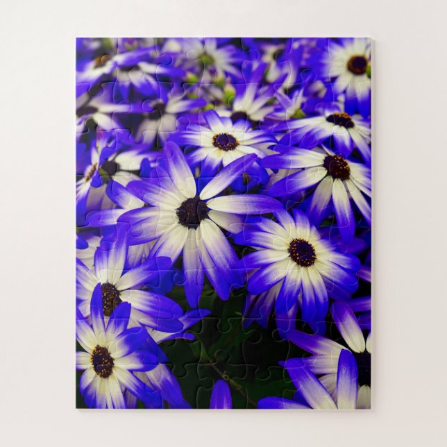 Helle blaue und weiße digitale Blume Puzzle (Vertikal)