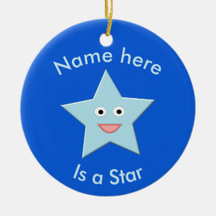 Helle Blue Celebration Star Custom Ornament