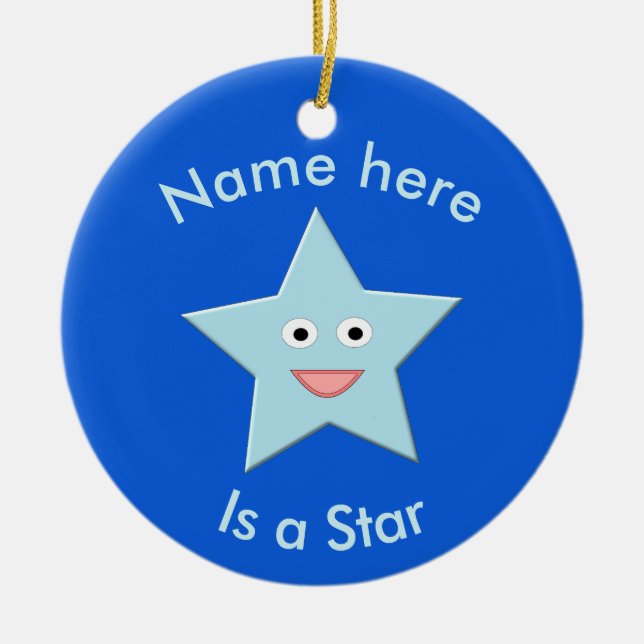 Helle Blue Celebration Star Custom Ornament (Vorne)