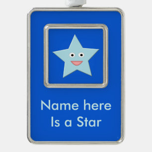 Helle Blue Celebration Star Custom Ornament Rahmen-Ornament Silber