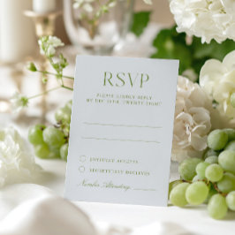 Helle Blue & Sage Green Elegante Wedding RSVP Card