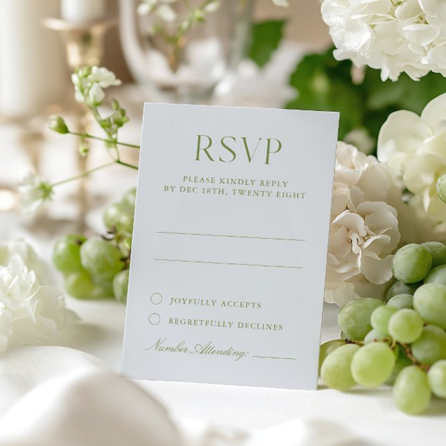 Helle Blue & Sage Green Elegante Wedding RSVP Card Karte (Light Blue & Sage Green Elegant Wedding RSVP Card)