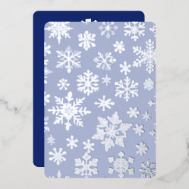 Helle Blue Silver Snowflake Foil Flat Holiday Card Folieneinladung