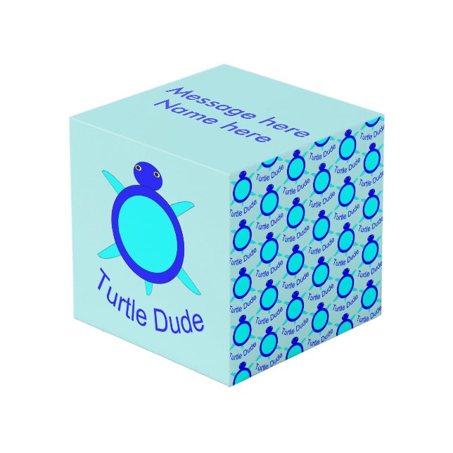 Helle Blue Turtle Typ Custom Foto Cube Würfel (Vorderseite Schrägansicht)