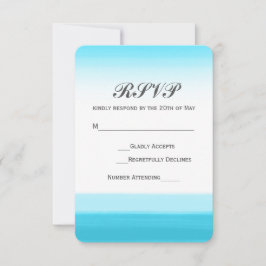 Helle Blue Watercolor Wedding RSVP Card Karte
