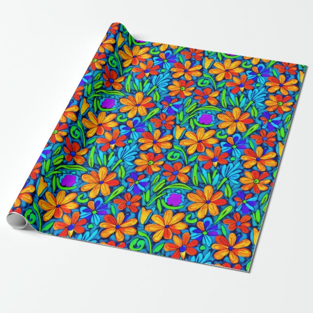 Helle Blume der Folklore Geschenkpapier (Ungerollt)