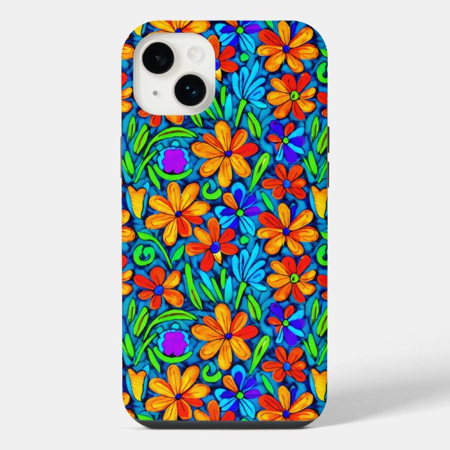 Helle Blume der Folklore iPhone Hülle (Rückseite)