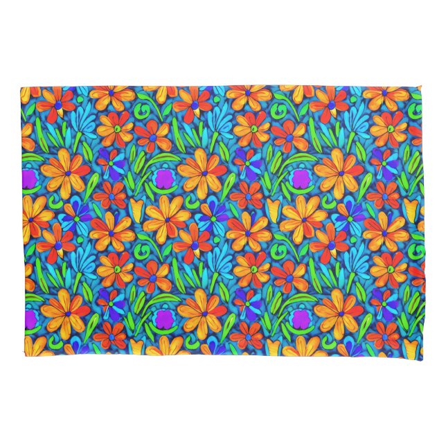 Helle Blume der Folklore Kissenbezug (Vorderseite)