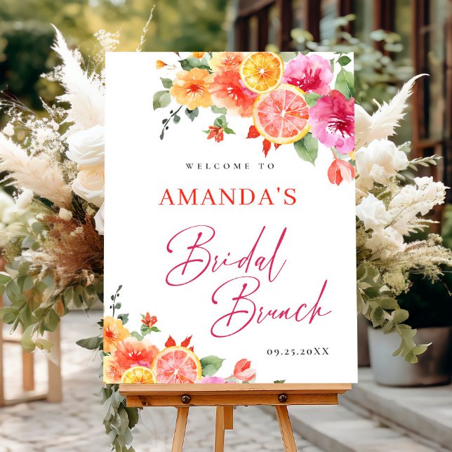 Helle Blume Floral Citrus Bridal Brunch WELCOME Poster (Von Creator hochgeladen)