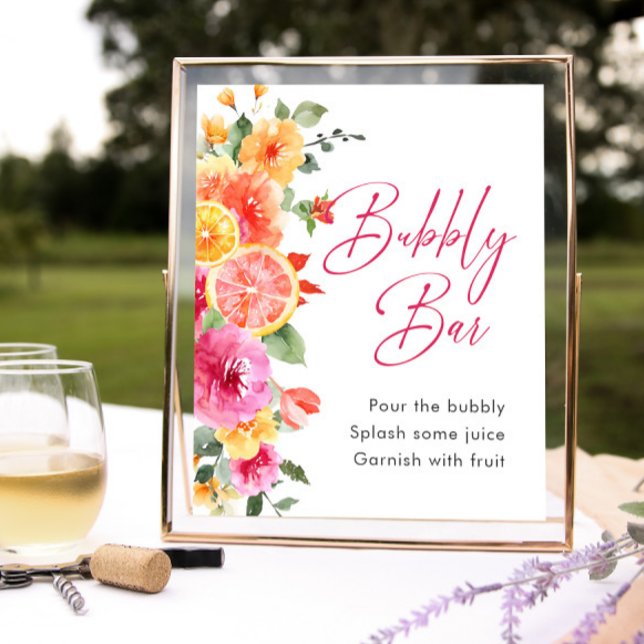 Helle Blume Floral Citrus Bridbly Bubbly Bar Poster (Von Creator hochgeladen)