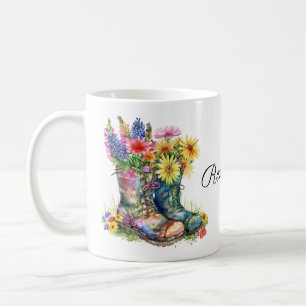 Helle Blume in Stiefeln Kaffeetasse