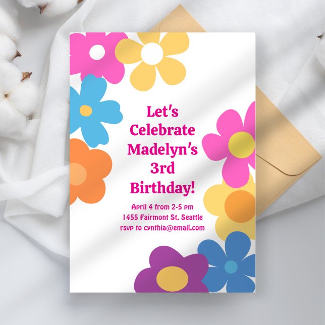 Helle Blume Power Geburtstag Einladung (Von Creator hochgeladen)