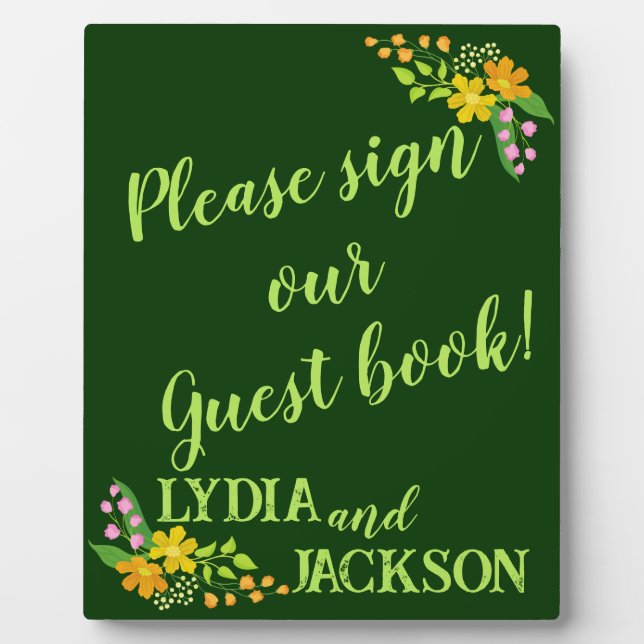 Helle Blume über das Deepest Green Guest Book Fotoplatte (Vorderseite)