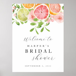 Helle Blume und Brautparty von Citrus Willkommen Poster