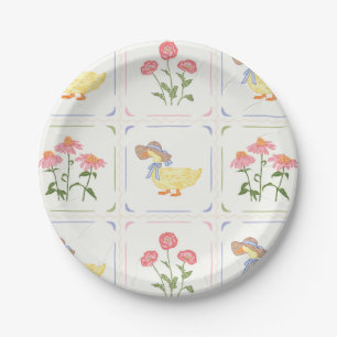 Helle Blume und Enten Pappteller