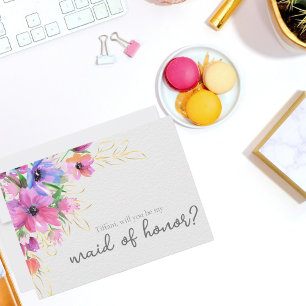 Helle Blume und Goldene Trauzeugin Einladung