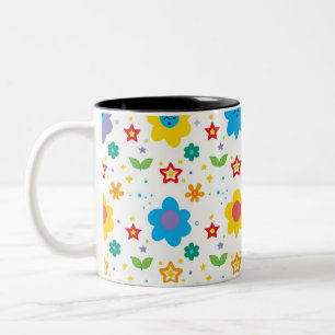 Helle Blume und Sterne Zweifarbige Tasse