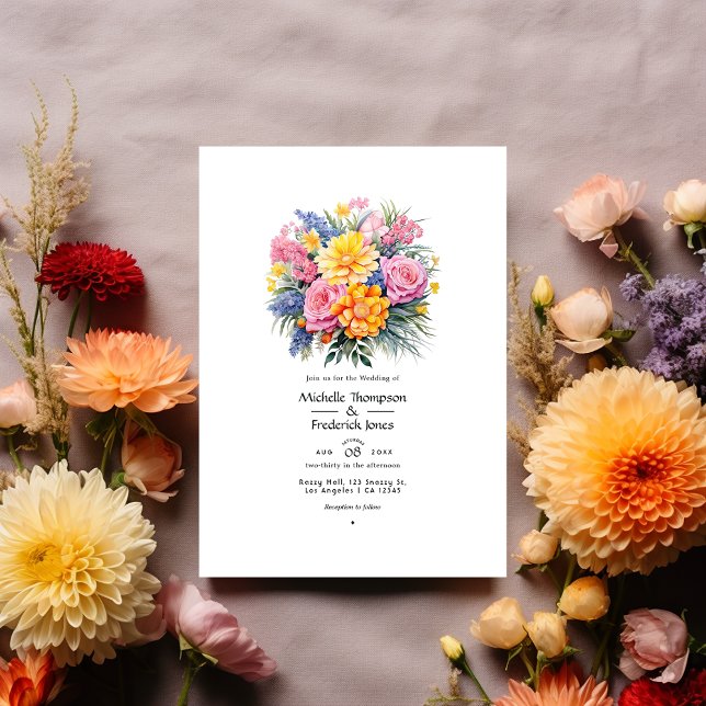Helle Blumen-Array Sommerhochzeit Einladung (Von Creator hochgeladen)
