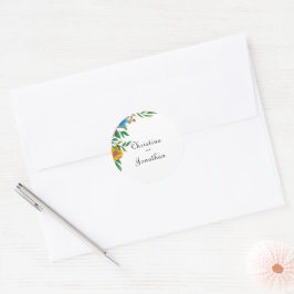 Helle Blumen Frühling Sommer Hochzeit Rücksendeadr Runder Aufkleber