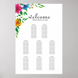 Helle Blumen Frühling Sommer Hochzeit Sitzordnung Poster