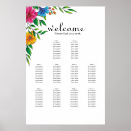 Helle Blumen Frühling Sommer Hochzeit Sitzordnung Poster