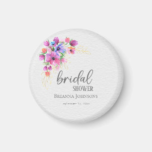 Helle Blumen Goldene Grünpflanzen Brautparty Magnet